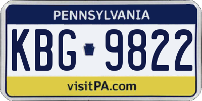 PA license plate KBG9822