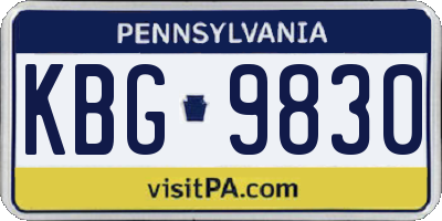 PA license plate KBG9830