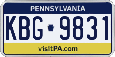 PA license plate KBG9831