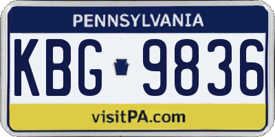 PA license plate KBG9836