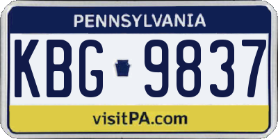 PA license plate KBG9837