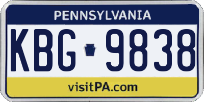 PA license plate KBG9838