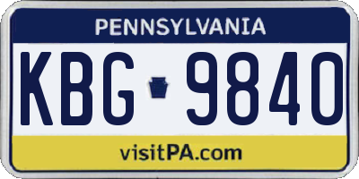 PA license plate KBG9840