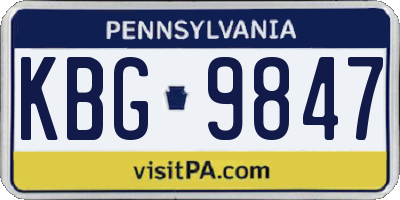 PA license plate KBG9847