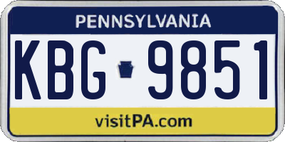 PA license plate KBG9851