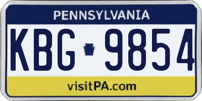 PA license plate KBG9854