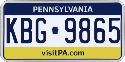 PA license plate KBG9865