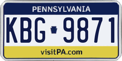 PA license plate KBG9871