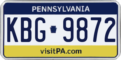 PA license plate KBG9872