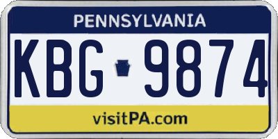 PA license plate KBG9874