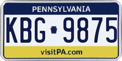 PA license plate KBG9875