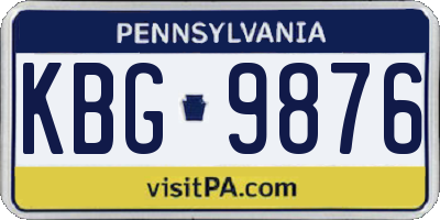 PA license plate KBG9876