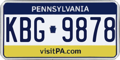 PA license plate KBG9878