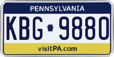 PA license plate KBG9880