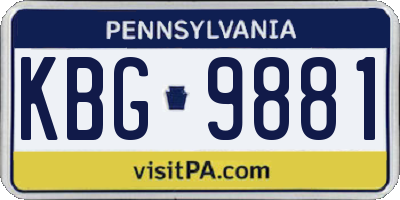 PA license plate KBG9881