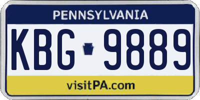 PA license plate KBG9889
