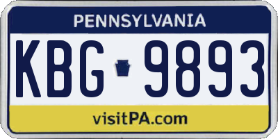 PA license plate KBG9893
