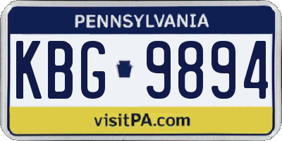 PA license plate KBG9894