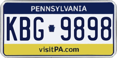 PA license plate KBG9898