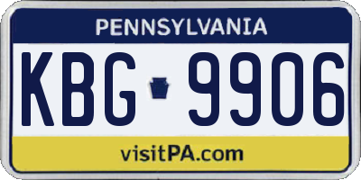 PA license plate KBG9906