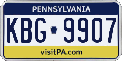 PA license plate KBG9907