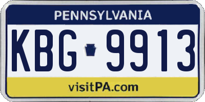 PA license plate KBG9913