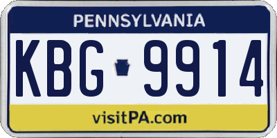 PA license plate KBG9914