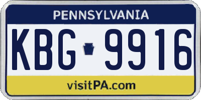 PA license plate KBG9916