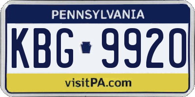 PA license plate KBG9920