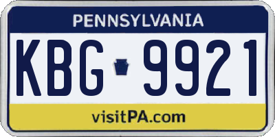 PA license plate KBG9921