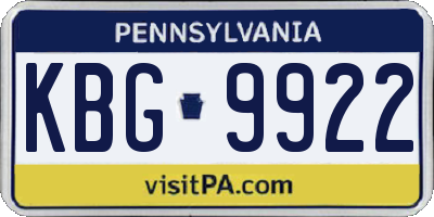 PA license plate KBG9922