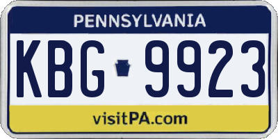 PA license plate KBG9923