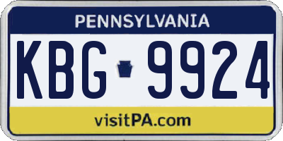 PA license plate KBG9924