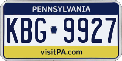 PA license plate KBG9927