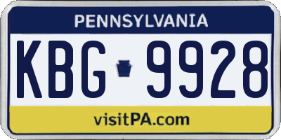 PA license plate KBG9928