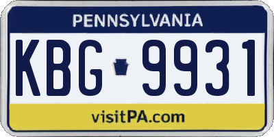 PA license plate KBG9931