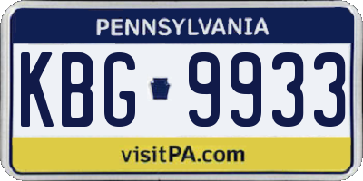 PA license plate KBG9933