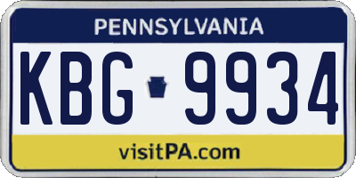 PA license plate KBG9934