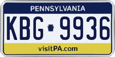 PA license plate KBG9936