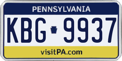 PA license plate KBG9937