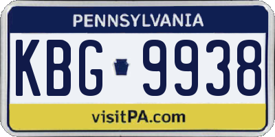 PA license plate KBG9938