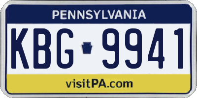 PA license plate KBG9941