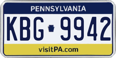 PA license plate KBG9942