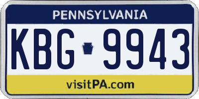 PA license plate KBG9943