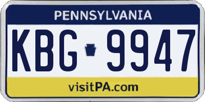 PA license plate KBG9947