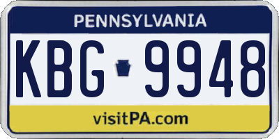 PA license plate KBG9948