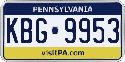 PA license plate KBG9953