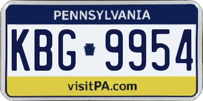 PA license plate KBG9954