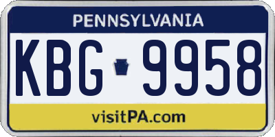 PA license plate KBG9958