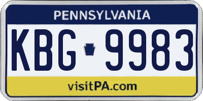 PA license plate KBG9983